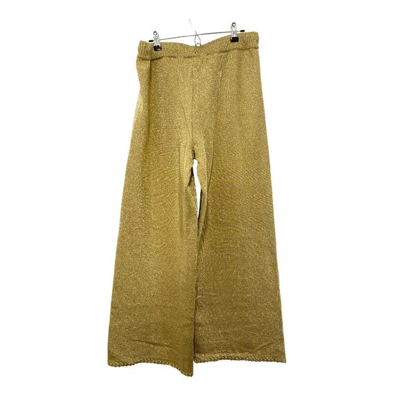 Cult Gaia X Gap Metallic Gold Knit Wide-Leg Pull On Pants Medium NWT - Picture 4 of 8